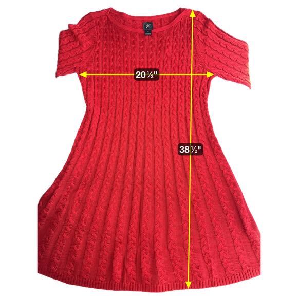 NWT Jessica Howard Red Cable Knit Sweater Dress Womens Plus Size 1X 3/4 Sleeves - Picture 9 of 9